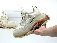 Кроссовки женские Balenciaga Triple S Clear Sole Beige бежевые Обувь Баленсиага Трипл С прозрачная подошва