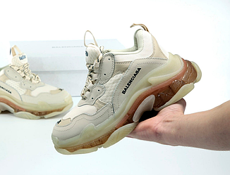 Кросівки жіночі Balenciaga Triple S Clear Sole Beige бежеві Взуття Баленсіага Тріпл С прозора підошва