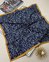 Шелковый платок розы 90*90 см синий