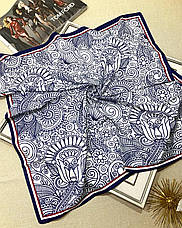 Шовкова хустка візерунок 90*90 см синя, фото 4