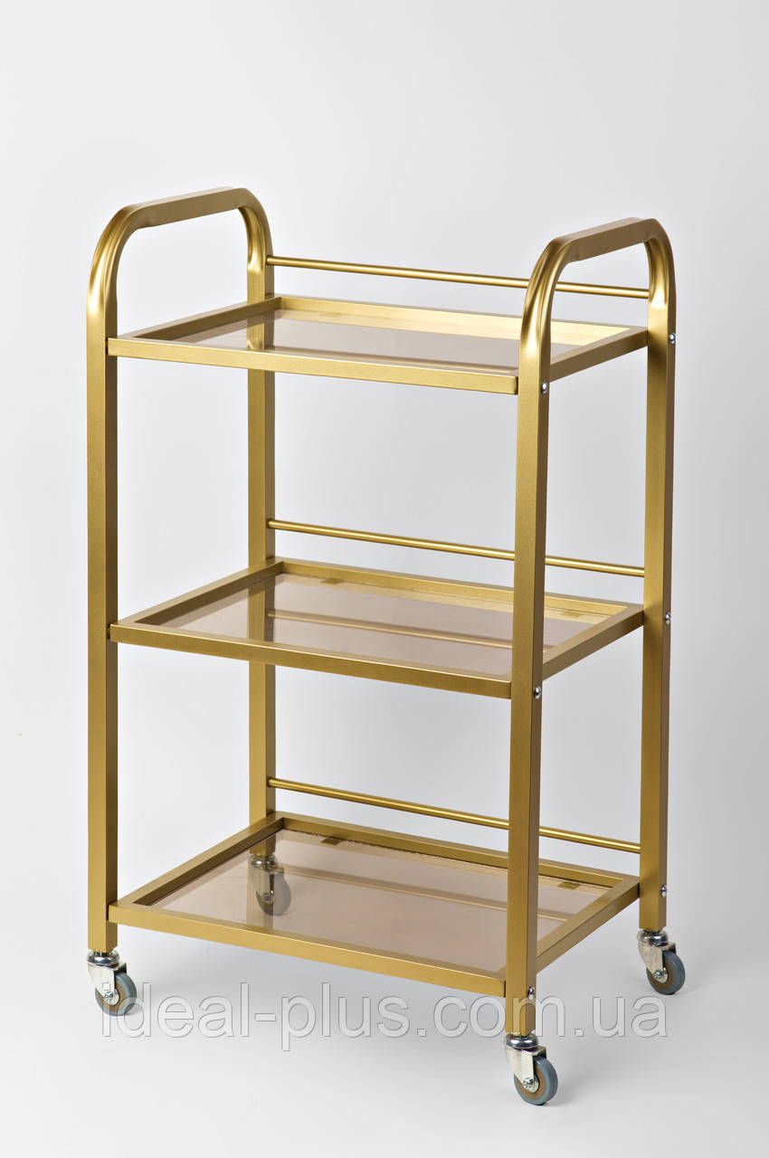 Візок в золоті для салону столик для нарощування вій візок косметологічний золотий LV-S8 gold_bronz, фото 1