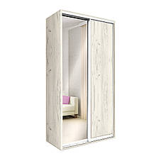 Шафа купе дводверна двосекційна ТОП 2 2100/450 мм ДСП + Дзеркало Дуб крафт білий Модерн