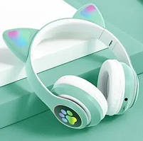 Бездротові навушники з котячими вушками В39М Блакитний/Накладна Bluetooth гарнітура з LED-підсвіткою