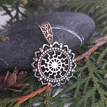 Чорне сонце кулон оберег амулет бронза+сріблення, фото 4