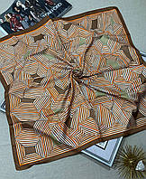 Шелковый платок Берта 90*90 см коричневый
