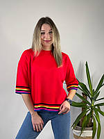 Женская модная стильная трикотажная футболка кофта красный