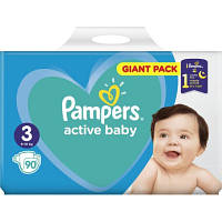 Памперсы Pampers Active Baby 3, вес 6-10 кг, 90 шт, подгузники памперс актив бейби (8001090949455) DL