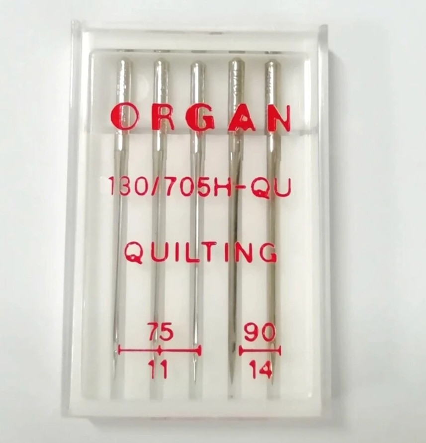 Голки швейні для квілтингу ORGAN QUILTING 75/90 пластиковий бокс 5 штук для побутових швейних машин (6990)