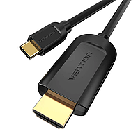 Видеокабель переходник Vention USB Type-C to HDMI Thunderbolt 3 v.1.4 4K 30Hz 2K 30Hz 1.5m Black (CGUBG)