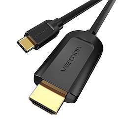 Відеокабель перехідник Vention USB Type-C to HDMI Thunderbolt 3 v.1.4 4K 30 Hz 2K 30 Hz 1.5m Black (CGUBG)