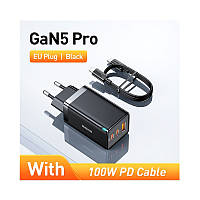 Сетевое зарядное устройство Baseus 65W GaN5 Pro и кабель Type C to Type C PD 100W Black (CCGAN65E5)