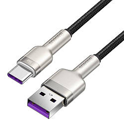 USB кабель Type-C роз'єм Baseus Cafule Series Metal Data Cable (0.25M, 66W). Black