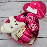 Набор мыло из роз шкатулка с кулоном надпись на 100 языках Я люблю тебя Подарок любимой девушке Розовые