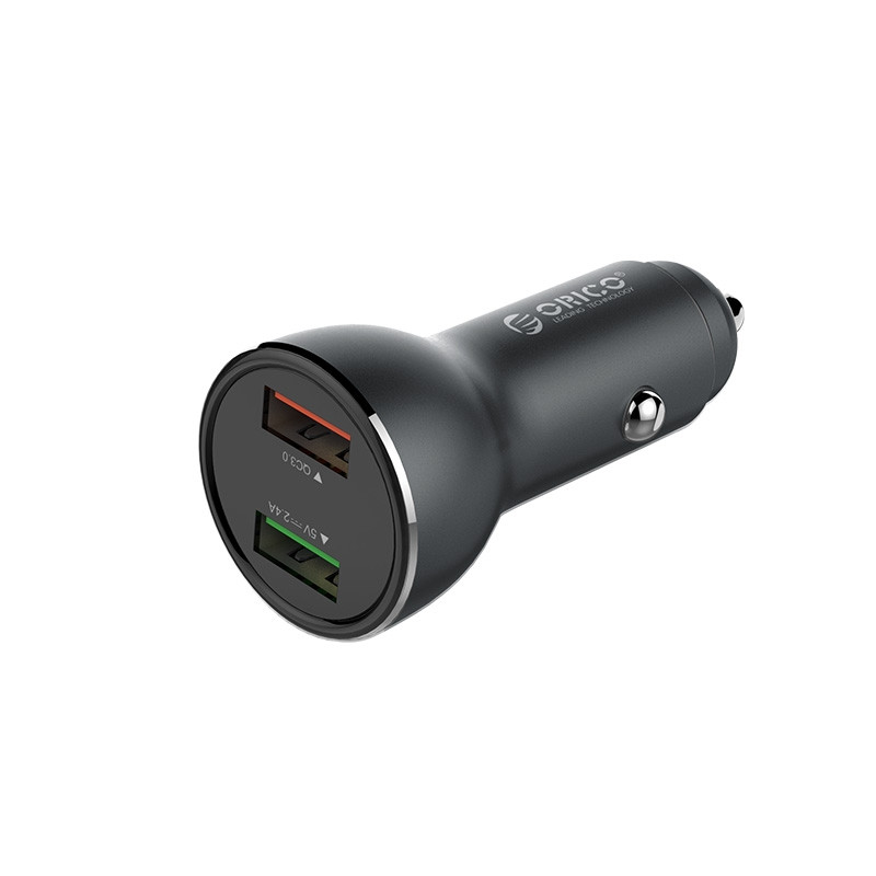 Автомобільний зарядний пристрій Orico 30 Вт з двома роз'ємами USB Quick Charge 3.0/2.0 Чорний ORICO-UPF-Q2-GY-BP