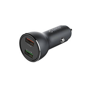 Автомобільний зарядний пристрій Orico 30 Вт з двома роз'ємами USB Quick Charge 3.0/2.0 Чорний ORICO-UPF-Q2-GY-BP