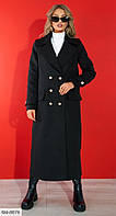 Пальто женское кашемировое длинное на пуговицах черное размер 44 М GU-8876