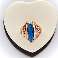 Кольцо с синим цирконом позолота 18к. размер 21