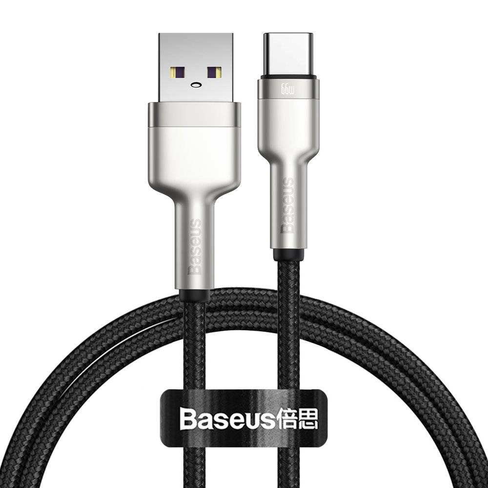 USB кабель Type-C роз'єм Baseus Cafule Series Metal Data Cable (1м, 66W). Black, фото 1