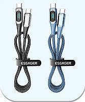 Кабель Essager Fast Charging Digital Display Type-C to Type-C PD100W 5A 100 cм Blue, фото 8