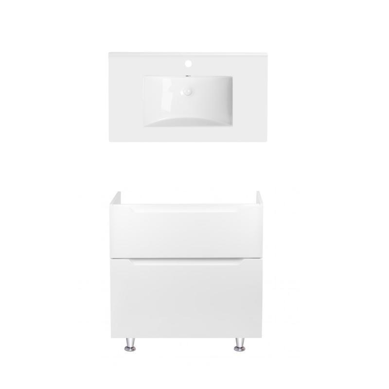 Комплект Qtap тумба підлогова Scorpio 800х825х460 мм White + раковина врізна Albatross QT71SC43959