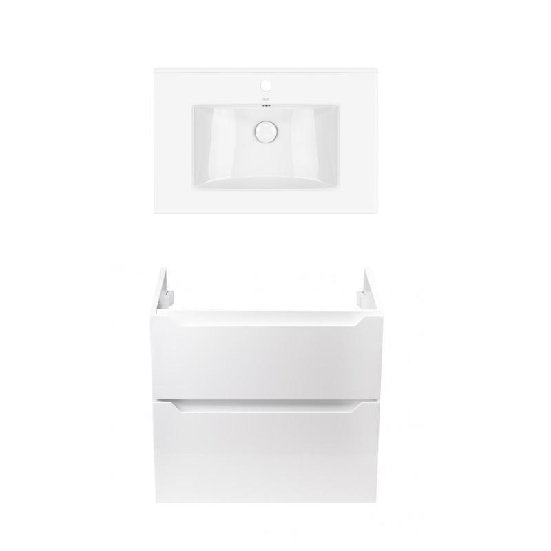 Комплект Qtap тумба підвісна Scorpio 700х585х460 мм White + раковина врізна Albatross QT71SC43969