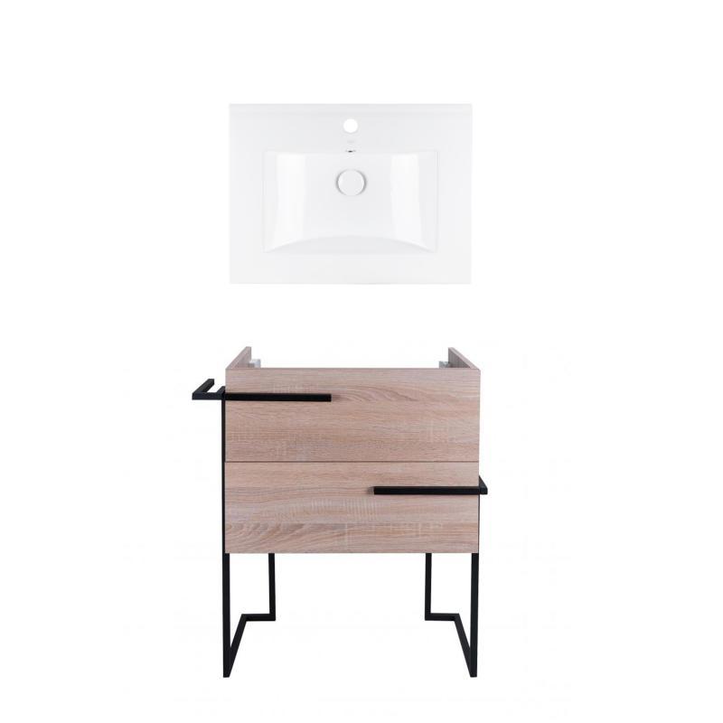 Комплект Qtap тумба підлогова Taurus 600х800х437 мм Whitish oak + раковина врізна Albatross QT71TA44021