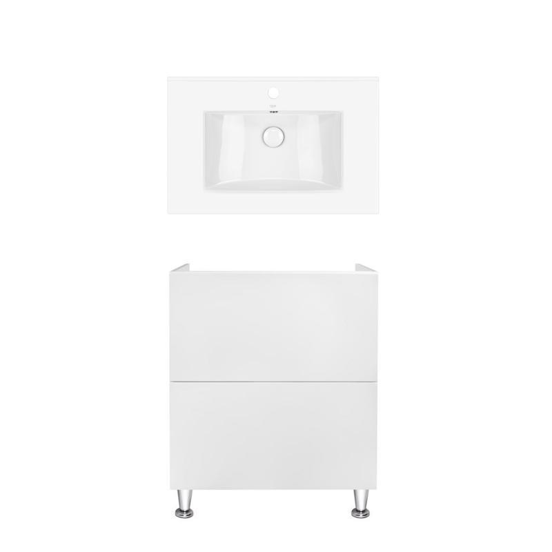 Комплект Qtap тумба підлогова Tern 700х725х437 мм White + раковина врізна Albatross QT71TE44089