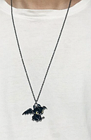 Кулон подвеска цепочка подвеска на шею металл дракон черный Беззубик отличный эмаль