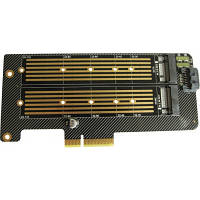 Новинка Контроллер Dynamode 2х M.2 NVMe M-Key /SATA B-key SSD to PCI-E 3.0 x4/ x8/ x16, (PCI-Ex4- 2xM.2
