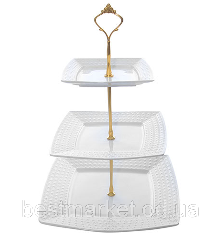 Фруктовниця Фарфорова 3 Яруси Stenson MC-2656 6"/8"/10" (15/20/25 см)