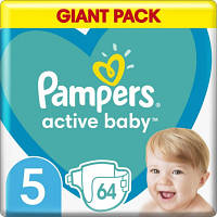 Оригінал! Подгузник Pampers Active Baby Размер 5 (11-16 кг) 64 шт (8001090949974) | T2TV.com.ua