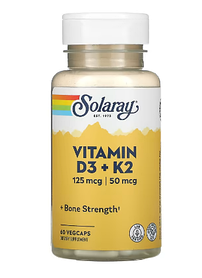 Solaray вітаміни D3 та K2 без сої 60 рослинних капсул
