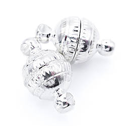 Замок магнітний Куля рифлена 8 мм Срібло 1 шт.