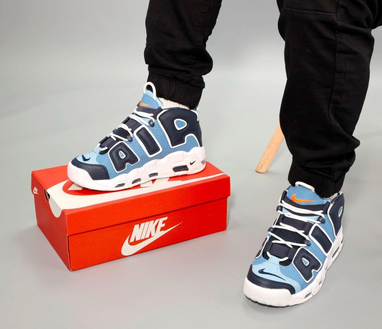 Чоловічі кросівки Nike Air Max Uptempo Blue White Black (Блакитні) Взуття Найк Аптемпо повсякденні шкіра текстиль демісезон