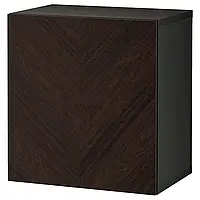 BESTÅ Шкаф с дверцей, черно-коричневый Хедевикен/ темно-коричневый шпон дуба, 60x42x64 см