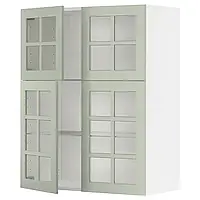 METOD Шкаф настенный с половиной/4 стеклянной дверцей, белый/Stensund светло-зеленый, 80x100 см
