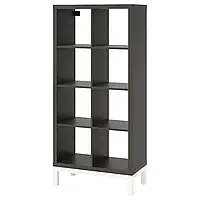 KALLAX Книжный шкаф с опорной рамой, черно-коричневый/белый, 77x164 см