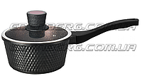 Ківш з антипригарним мармуровим покриттям 1.5л Edenberg EB-16991 Стійник з кришкою скляною Чорний