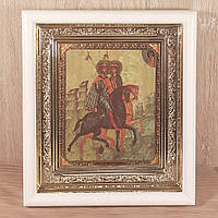 Ікона Борис і Гліб святі благовірні князі, лик 10х12 см, у білому прямому дерев'яному кіоті