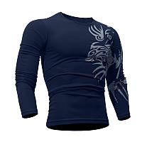 Мужской пуловер с принтом стиль дракона XL, темно синій