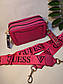 Жіноча сумка Guess, тканинний ремінь, рожева 21*13*8 см, 931356, фото 3