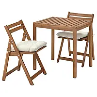 NÄMMARÖ Уличный стол и 2 раскладных стула, светло-коричневая морилка/Kuddarna бежевый