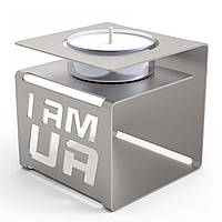 Самозбірний свічник "I am UA" декоративний металевий (чайна свічка, свічка таблетка)