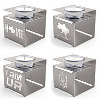 Набір самозбірних свічників "UA" (4шт) декоративний металевий (чайна свічка, свічка таблетка)
