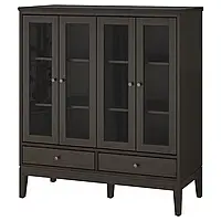 IDANÄS Шкаф со стеклянной дверцей, темно-коричневая морилка, 121x50x135 см