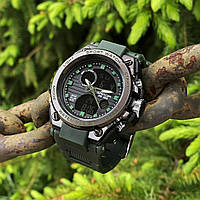 (ОРИГИНАЛ) Мужские спортивные часы SANDA , часы для военных, тактические мужские часы черно-зеленого цвета