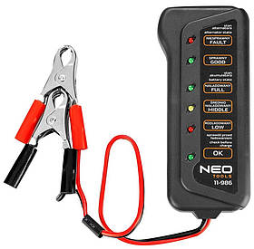 Neo Tools Тестер акумулятора 12В, 2 затискачі типу «крокодил»