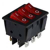 Клавишный переключател KCD2-3101N Rd/Bk ON-OFF 3 клавиши с подсветкой 9 контактов GAV164