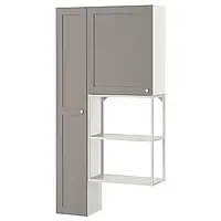 Книжный шкаф ENHET, белый/серый каркас, 90x32x180 см