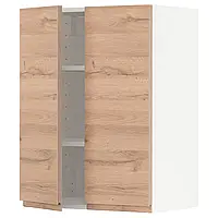 МЕТОД Навесной шкаф с полками/2 дверцы, белый/имитация Voxtorp. дуб, 60х80 см